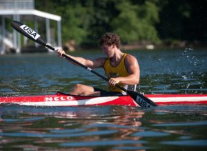 Stanton Collins paddled through the water on Lake Lanier in Gainesville.