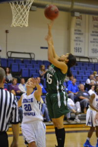 Junior Symone Ball goes up for the shot against UNG.